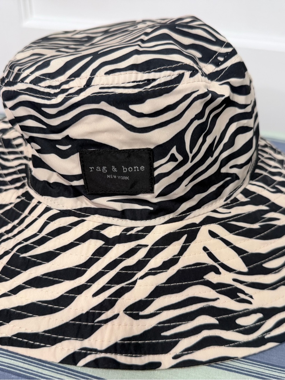 rag & bone Women’s Black and Tan Zebra Print Bucket Hat